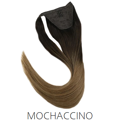 brown caramel blonde ombre balayage ponytail